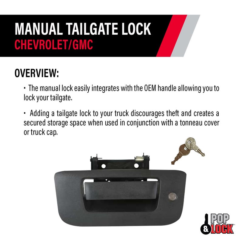 Pop & Lock PL1310 Black Manual Tailgate Lock for Chevy/GMC (New Body) - Image 4